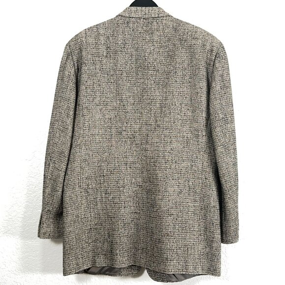 Vestimenta(Giorgio Armani) Textured Taupe Check Wool Blend Blazer Men's Size 42R - Picture 7 of 12